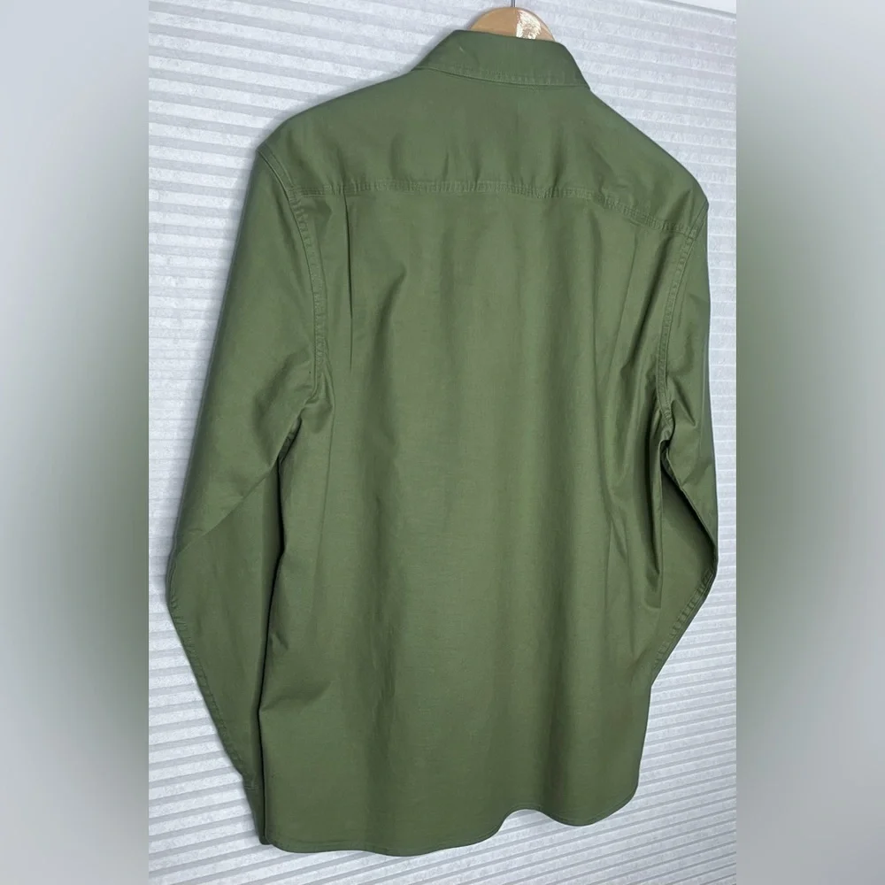 LL Bean BeanFlex® Twill Shirt, Traditional Untucked Fit, Long-Sleeve S REG Green - Picture 7 of 12